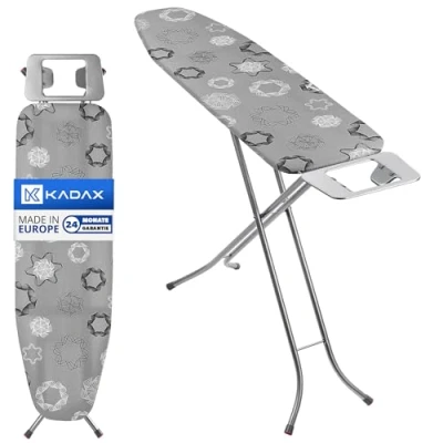 Afbeelding van KADAX Opvouwbare strijkplank 114 x 34 cm met metalen net, 5 mm schuimrubberen houder en ijzeren plank, antislipvoetjes (driehoeken)