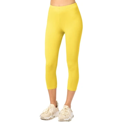 Afbeelding van Merry Style MS MS10 199 LE Dames Capri Leggings Sport Vrijetijdsbroek 3/4 Lengte Katoen Sporbroek Yogabroek Geel S