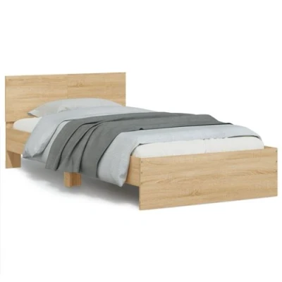 Afbeelding van Bedframe met hoofdbord en LED sonoma eikenkleurig 100x200 cm