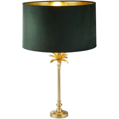 Afbeelding van Searchlight Palm Tafellamp Ø 40 X 65 Cm Satijn Messing En Groen