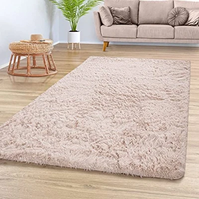 Afbeelding van Vloerkleed Woonkamer Hoogpolig Langpolig Zacht Soft Modern Eenkleurig Design, Kleur: Grijs Antraciet, Maat:60x100 cm
