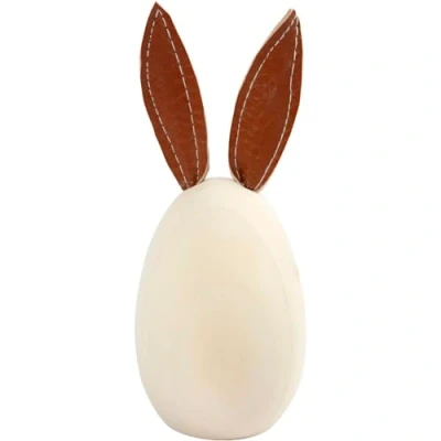 Afbeelding van Creotime Houten Konijn 13 Cm Grenen/leer Blank/bruin Per Stuk