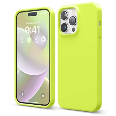 Afbeelding van Elago vloeibaar siliconen hoesje, compatibel met iPhone 14 Pro Max (6,7 inch) beschermhoes gemaakt van premium volledige bescherming, schokbestendig, 4 structuren, zachte microvezel