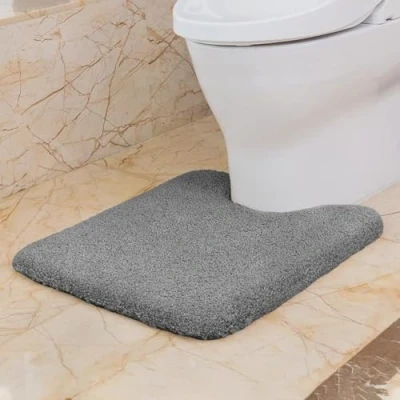 Afbeelding van WC mat, antislip, dik, absorberend, badkamermat, ultrazacht, van microvezel, sneldrogend, machinewasbaar, 50 x 60 cm (lichtgrijs)