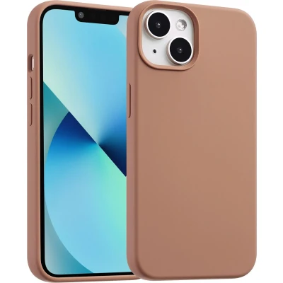 Afbeelding van Accezz Hoesje Geschikt voor iPhone 13 Siliconen Liquid Silicone Backcover MagSafe lichtbruin
