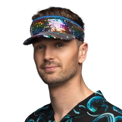 Afbeelding van Boland Zonneklep Blitz regenboog Multi Volwassenen Unisex 80s 90s Glitter Disco