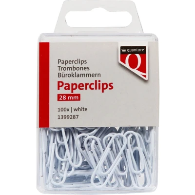 Afbeelding van Paperclip 28mm 100 stuks wit