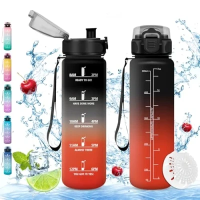 Afbeelding van Vikaster Sportfles, 0,5 l, BPA vrij, lekvrij, geschikt voor koolzuurhoudende dranken, fietsen, fitness, school, kinderen, outdoor