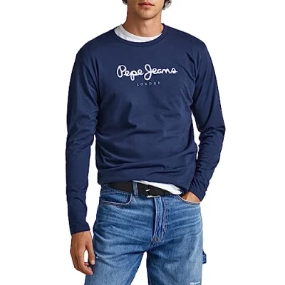 Image de Pepe Jeans Homme T shirt Eggo Long N, Bleu marine, XS