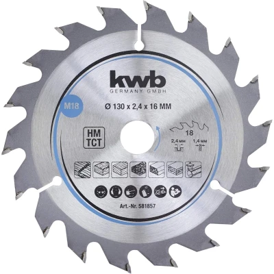 Afbeelding van kwb 581857 Hardmetaal cirkelzaagblad 130 x 16 mm 1 stuk(s)
