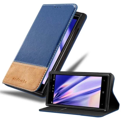 Afbeelding van Cadorabo Hoesje geschikt voor Nokia Lumia 830 in DONKERBLAUW BRUIN Beschermhoes met magnetische sluiting, standfunctie en kaartvakje Book Case Cover Etui