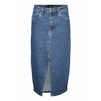 Afbeelding van Vero Moda VERI Kokerrok, Dames, Maat: Small, Medium blue denim