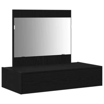 Afbeelding van vidaXL Zwart eiken MDF, glas 83 x 40 70 cm Kaptafel Rechthoekig
