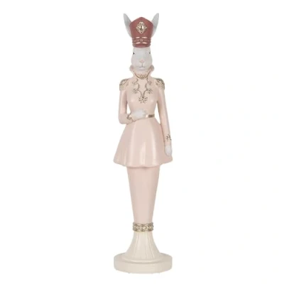 Afbeelding van Clayre &amp; Eef Decoratie Beeld Konijn 44 cm Wit Roze Kunststof