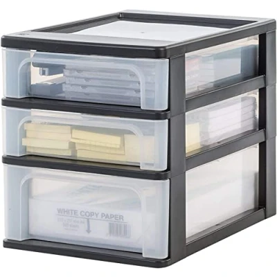 Afbeelding van IRIS Organizer Chest ladesysteem A4 2 kleine lades en 1 middelgrote lade x 4L 7L Kunststof Zwart/Transparant