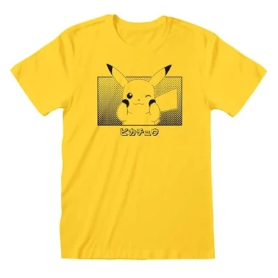 Afbeelding van Uniseks T Shirt met Korte Mouwen Pokémon Pikachu Katakana Geel XXL