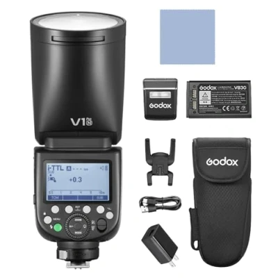 Afbeelding van GODOX V1PRO C 2.4G Speedlite E TTL II draadloze cameraflitser met M/TTL 1/8000 s HSS flitsmodus stekker en afneembare subflitser + 24 flitsgels voor Canon EOS camera&#039;s