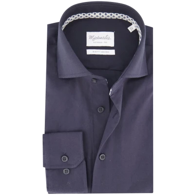 Afbeelding van Michaelis slim fit heren overhemd twill donkerblauw Strijkvriendelijk Boordmaat: 42