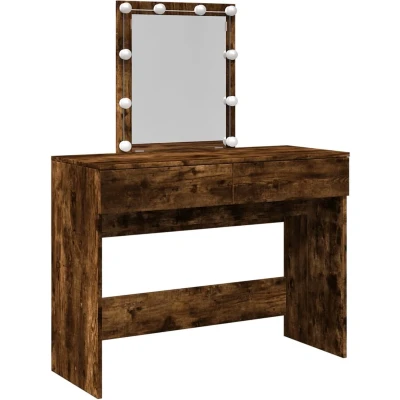 Afbeelding van Kaptafel met LED 100x40x130 cm gerookt eikenkleurig