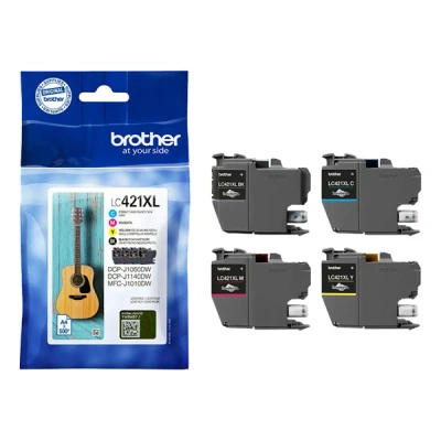 Image de Brother LC421XL Pack de 4 XL noir jaune cyan magenta original cartouche d&#039;encre pour DCP J1140DW MFC J1010DW J1012DW
