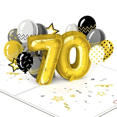 Afbeelding van papercrush® Pop up kaart 70e verjaardag handgemaakte 3D verjaardagskaart voor mannen en vrouwen (70 jaar) speciale wenskaart met envelop