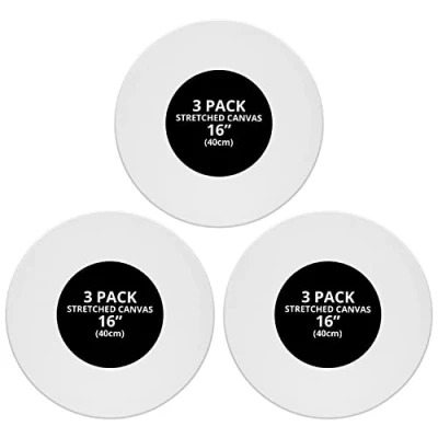 Afbeelding van Belle Vous 3 Pak Rond Blank Canvas 40 cm Diameter Voorgerekt Cirkel Paneel Borden Geschikt voor Acryl en Olieverf, maar ook Schetsen Tekenen