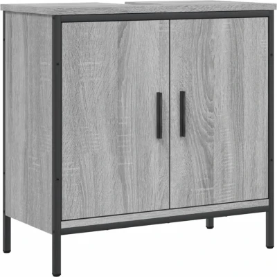 Afbeelding van Wastafelkast 60x30x60 cm bewerkt hout grijs sonoma eikenkleurig