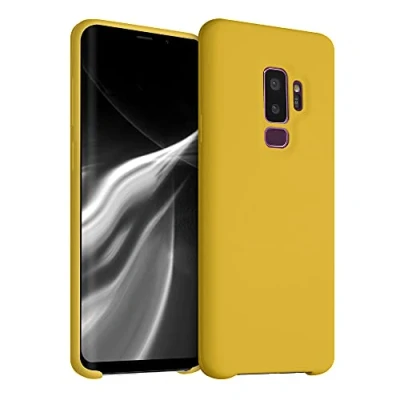Afbeelding van kwmobile telefoonhoesje geschikt voor Samsung Galaxy S9 Plus Hoesje met siliconen coating Smartphone case in honinggeel