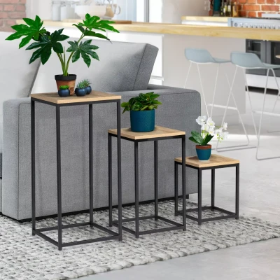 Image de Lot de 3 tables d&#039;appoint DETROIT design industriel