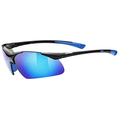 Afbeelding van uvex Sportstyle 223 Sportbril voor dames en heren, spiegeleffect, comfort perfecte grip zonder drukpunten, zwart/blauw, eenheidsmaat