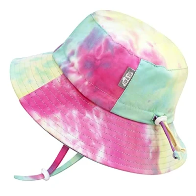 Afbeelding van JAN &amp; JUL UPF 50 ademende katoenen klokzonnehoed, verstelbaar voor groei, blijft op zijn plaats, uniseks, Watermeloen tie dye
