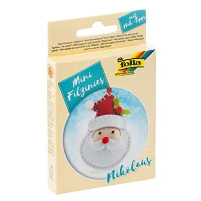 Afbeelding van Folia 52915 Vilt naaiset voor kinderen, mini viltlijn hanger kerstman 9 delig het knutselen van een zelfgenaaide