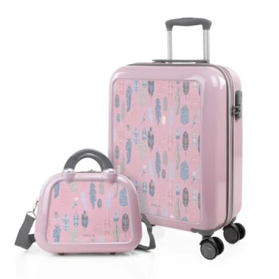 Afbeelding van ITACA Reiskoffers van de firma 4 wielige bagage set Reisbagageset Lichtgewicht reisbagageset. Combinatieslot 703600B, Veren
