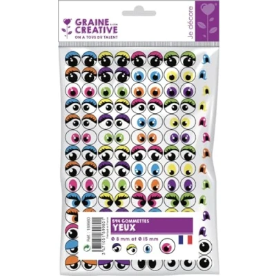 Image de Gommettes yeux adhésives assorties, repositionnables Pochette de 594