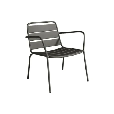 Afbeelding van MYLIA Lage opstapelbare tuinfauteuil Metaal Donkergrijs MIRMANDE L 60 cm x H 71.5 D 67.5