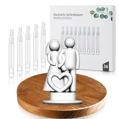 Afbeelding van Nordstern 36 stuks zeepbellen voor bruidspaar vloeibare met handvat van het als gastgeschenk en decoratie bruiloft, gouden verloving