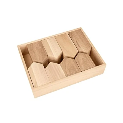 Afbeelding van 8 huizen hout + dienblad, 24 x 18 5,5 cm