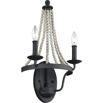 Afbeelding van Feiss LED Wandlamp Nori 2X E14 Max 40W Dark Weathered Zinc with Driftwood Grey