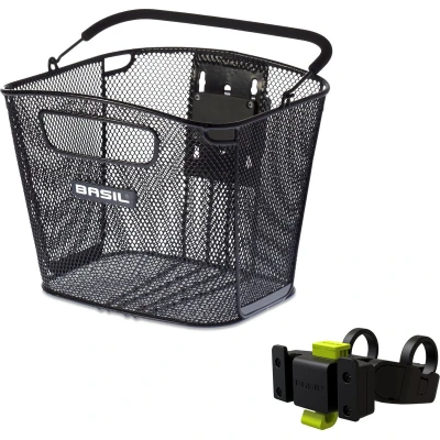Afbeelding van Fietsmand Basil Bold Front KF 28 x 34 27 cm zwart (met Handlebar Holder)