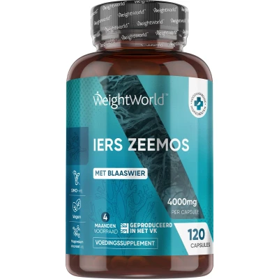 Afbeelding van WeightWorld Sea Moss capsules 4000 mg Irish per portie 120 vegan voor 4 maanden voorraad