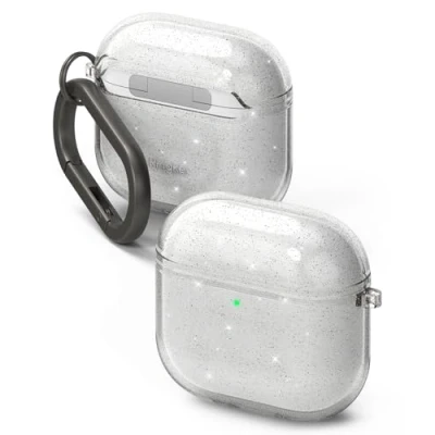 Afbeelding van Ringke Air Case voor AirPods 4, ultradun, zacht, licht, TPU, beschermhoes 4 accessoires, glitter transparant