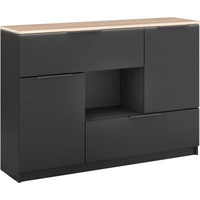Afbeelding van Vicco Betti Commode, antraciet, 120 x 83,6 cm, 2 deuren, laden en 1 open vak