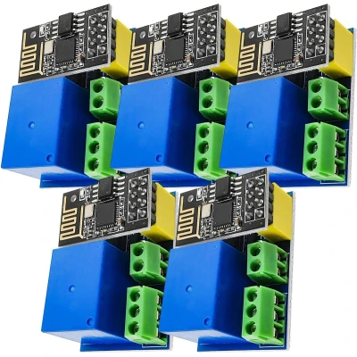 Afbeelding van AZDelivery 5 x ESP8266 01S Wlan WiFi Module 5V met Relais Adapter (opvolger van ESP01) compatibel Arduino Inclusief E Book!