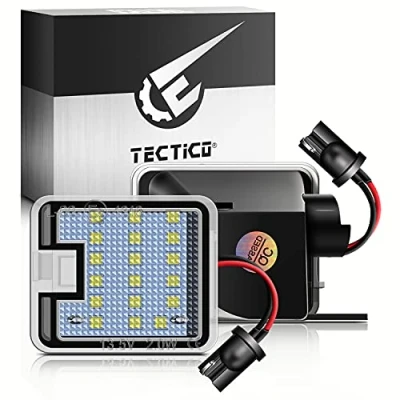 Afbeelding van TECTICO led onderlicht, zijspiegel, achteruitkijkspiegel, foutvrij, E8, 12 V, 6000 K, wit, compatibel met C Max S Max, Focus Kuga, Escape, Mondeo, 2 stuks
