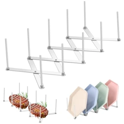 Afbeelding van WUGU Dekselhouder van roestvrij staal, verstelbare ribhouder, multifunctioneel telescopisch opbergrek, opbergaccessoires voor keuken en grillpannen