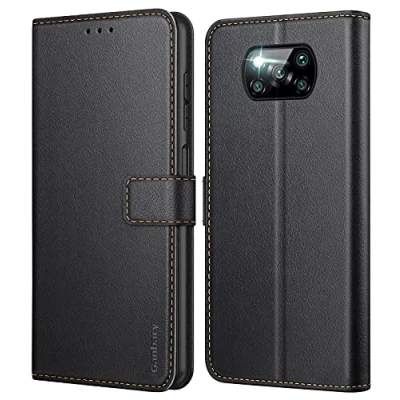 Afbeelding van Ganbary Beschermhoes voor Xiaomi Poco X3 NFC / Pro, [Premium PU leerhoes] [Flip Case] [Portemonneevak], zwart