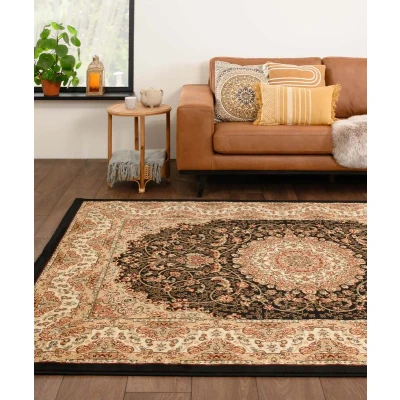 Afbeelding van Perzisch Tapijt Mirage Rustic Zwart/beige 240x340 Cm
