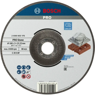 Image de BOSCH 2608603175 meule de tronçonnage courbée Standard pour Stone C 30 S, 180 x 22,23 3 mm