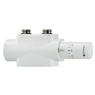 Afbeelding van Multilux 4 design set recht &amp; haaks 1/2 en 3/4 met Halo thermostaatkop wit. Artikelnr: 9690 27.800