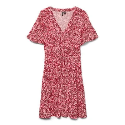 Image de Vero Moda Vmalba Ss WVN Ga Noos Robe courte, Rouge fiery, XS